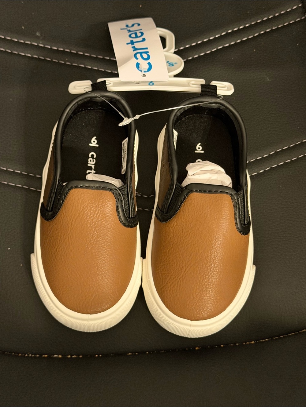 Carter's Brown and Black Slip-On Toddler Sneakers 6T
